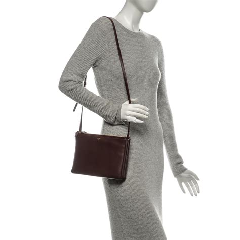 celine trio crossbody bag burgundy|CELINE Lambskin Large Trio Crossbody Bag Burgundy.